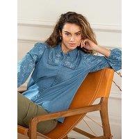 Pour Moi Bonnie Chambray Broderie Long Sleeve Shirt