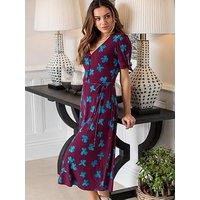 Pour Moi Bella Slinky Stretch Tie Sleeve Midi Dress - Multi