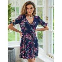 Pour Moi Bella Slinky Jersey Tie Sleeve Tea Dress