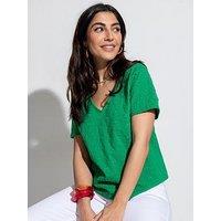 Pour Moi Niamh Broderie Cotton Jersey V-Neck T-Shirt