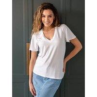 Pour Moi Serena V-Neck Jersey T-Shirt - White