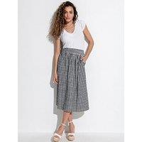 Pour Moi Deanna Shirred Waist Button Detail Woven Midi Skirt