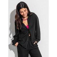 Pour Moi Wren Button Through Linen Blend Long Sleeve Shirt