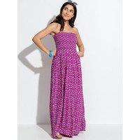 Pour Moi Strapless Shirred Bodice Maxi Beach Dress