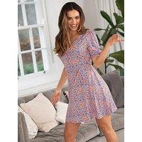 Pour Moi Bella Slinky Jersey Tie Sleeve Tea Dress