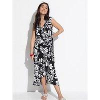 Pour Moi Midaxi Wrap Beach Dress - Black/White