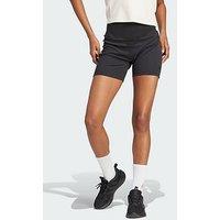 Adidas Lounge Ribbed High-Waist Bike Shorts - Black