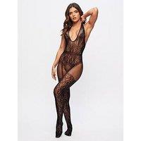 Ann Summers Mia Crotchless Bodystocking - Black