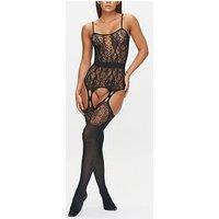 Ann Summers Risk Taker Crotchless Bodystocking - Black