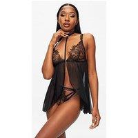 Ann Summers Loveable Touch Crotchless Babydoll - Black