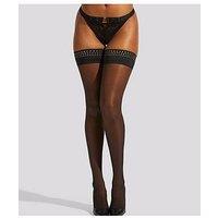 Ann Summers Studded Plain Top Hold Ups - Black