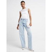 River Island High Waisted Relaxed Straight Jeans - Blue