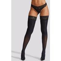 Ann Summers Opaque Pu Bow Hold Ups - Black