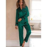 Pour Moi Dusk Satin And Lace Revere Collar Pyjama Set