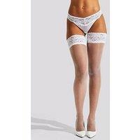 Ann Summers Lace Top Glossy Hold Ups - White