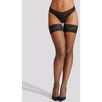 Ann Summers Lace Top Fishnet Hold Ups - Black