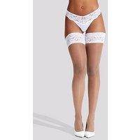 Ann Summers Lace Top Glossy Hold Ups - White
