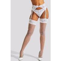 Ann Summers Lace Top Glossy Stockings - White