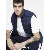 River Island Regular Fit Quilted Gilet - Blue