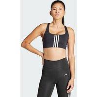 Adidas Powerimpact Training Medium-Support 3-Stripes Bra - Black
