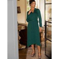 Pour Moi Venetia Jersey Hanky Hem Collared Midi Dress - Green