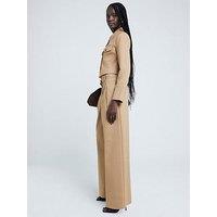 River Island Belted Super Wide Trousers - Beige