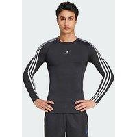 Adidas Techfit Compression Training 3-Stripes Long Sleeve Tee - Black