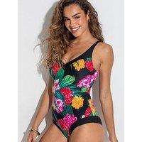 Pour Moi Contour Tummy Control Swimsuit - Black/Multi