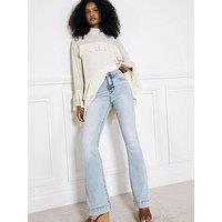 River Island High Rise Tummy Hold Flare Jeans - Blue
