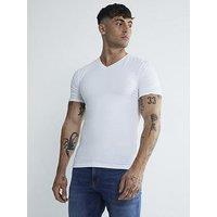 River Island 3Pk White Muscle Fit V Neck T-Shirts
