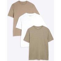 River Island 3Pk White Slim Fit T-Shirts