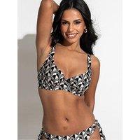 Pour Moi Casablanca Underwired Non-Padded Bikini Top - Black/White