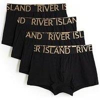 River Island 4 Pack Gold Metallic Large Ri Boxers