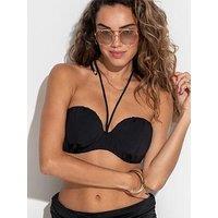 Pour Moi Santa Cruz Strapless Lightly Padded Underwired Bikini Top - Black