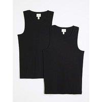 River Island Muscle Fit Ribbed Vest Set - Black
