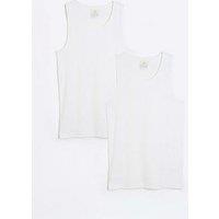 River Island Muscle Fit Ribbed Vest Set - White