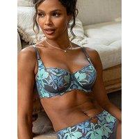 Pour Moi Roxanne Embroidered Non-Padded Underwired Bra - Light Blue