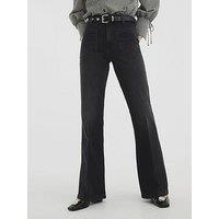 River Island High Waisted Relaxed Flared Jeans - Black