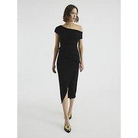 River Island Off Shoulder Layered Midi Dress - Black