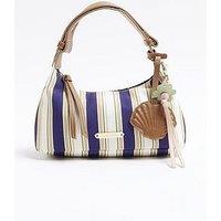 River Island Canvas Striped Charm Shoulder Bag