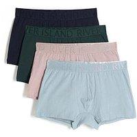 River Island Mixed Pastel Stretch Ri Trunks 4 Pack - Multi