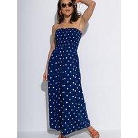 Pour Moi Strapless Shirred Bodice Maxi Beach Dress - Multi