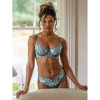 Pour Moi Roxanne Embroidered High Leg Mesh Brief - Light Blue