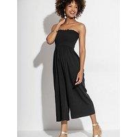 Pour Moi Strapless Shirred Bodice Crop Leg Beach Jumpsuit