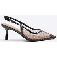 River Island Leopard Print Mesh Court Heeled Shoes
