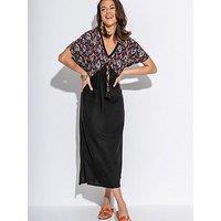 Pour Moi V Neck Print Mix Midaxi Kaftan With Lenzing? Ecovero? Viscose