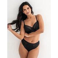 Pour Moi Geo Sculpt High Leg Midi Brief - Black