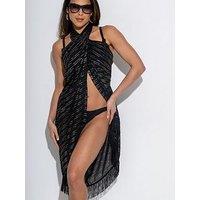 Pour Moi Sparkle Stripe Chiffon Fringe Sarong