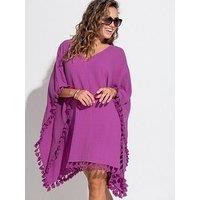Pour Moi Cotton Double Cloth Fringe Trim Kaftan