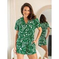 Pour Moi Woven Double Cloth Revere Collar Shirt And Short Pyjama Set - Multi
